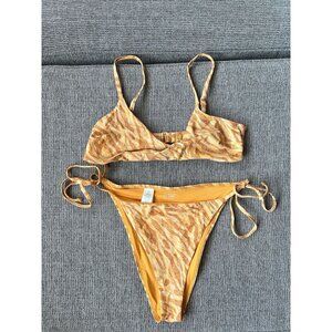 aerie Yellow Tiger Print Tie-Side Bikini